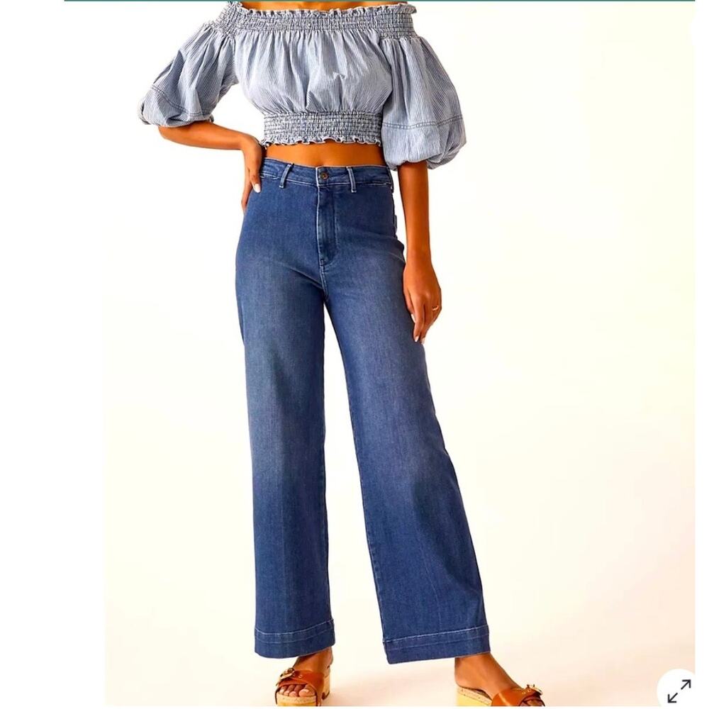 Anthropologie pilcro‎ the skipper wide leg high rise jeans womens size 25